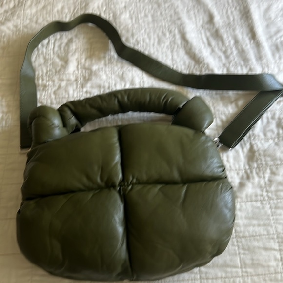 Stylism Leather Olive Green Puffer Bag - Picture 5 of 9